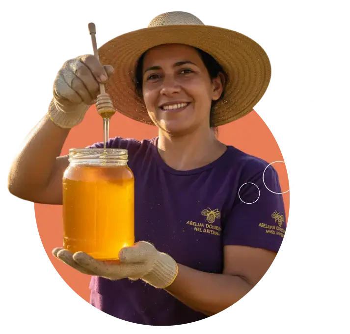 Vila CNMA mulher vendendo mel